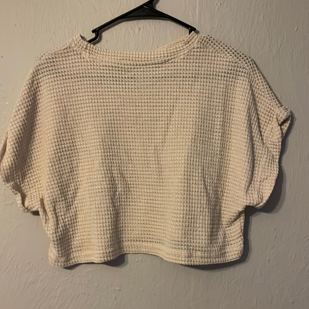 Cream Waffle Knit Crop Top